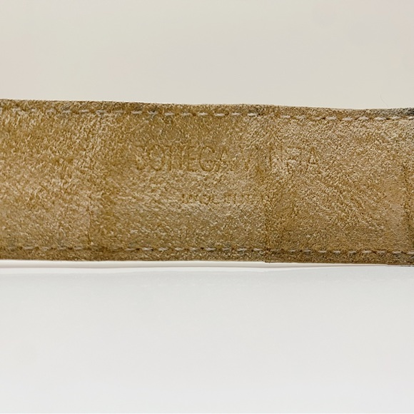 RARE Vintage Bottega Veneta Gold BV Logo Monogram Cream Matte Crocodile Belt S main image 3